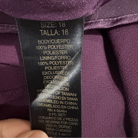 Studio I Purple Beaded Embellished Evening Blouse Top Long Sleeve Sz 18 Chiffon - Picture 12 of 14